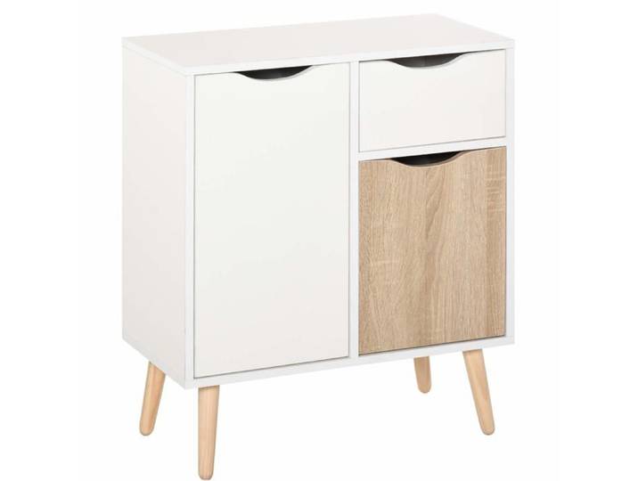 Buffet Meuble de Rangement Design Scandinave Blanc Chêne Clair PETIT MEUBLE DE RANGEMENT