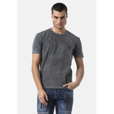 T-Shirt CIPO & BAXX "CT808", Herren, Gr. L, anthrazit, 100% Baumwolle, unifarben, regular fit, Rundhals, Shirts T-Shirt, Charakteristische Waschung (Yıkama)