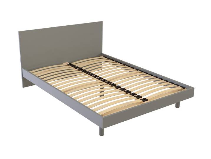 Lit scandinave viking 140x200 en bois massif 140x200 Gris