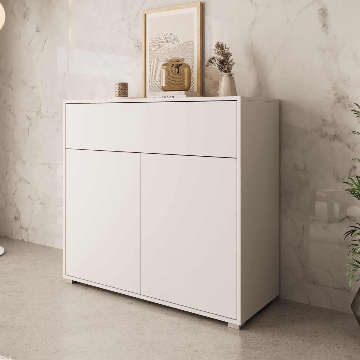 Meubella Gideon Dressoir Wit B: 100 cm, D: 40 cm, H: 93 cm