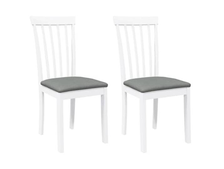 NLQMSU Essstühle, 2 Stück, weiß, Massivholz, Gummi Kissen im Lieferumfang enthalten, massives Gummibaumholz, dichte Maserung, stoßfest, ergonomische Rückenlehne, Esszimmer