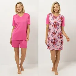 LITTLE ROSE Pyjama-Set Bigshirt, 1/2-Arm Shorty Rundumdehnbund