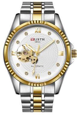 Uplifted Trends Business Personality Trend Mechanical Mens Steel Band Watch white