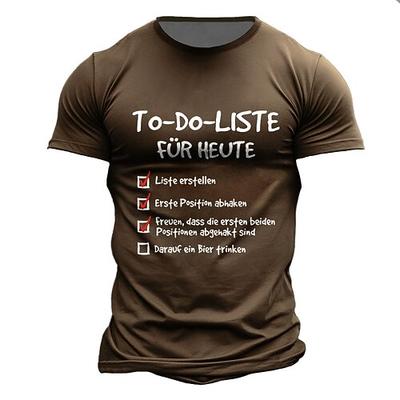 Herren Lustiges To-Do-Liste T-Shirt - Lustiger Bier Humor sarkastisches Produktivität Grafik Kurzarm Oberteil