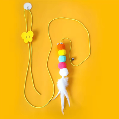 Inspire Curations FlutterFly Interactive Cat Teaser Wand Toy With Feather & Bell feather Caterpillar