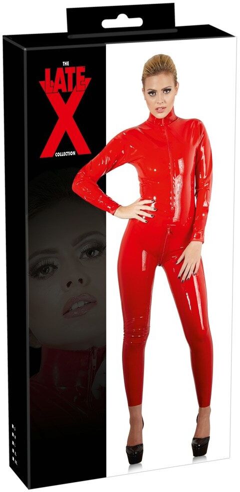 Late X Latex Catsuit Manche longues Rouge