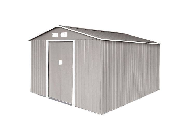 HATTORO S300 XXXL Metall Gerätehaus Geräteschuppen Gartenhaus Schuppen 277x319x192cm Hellgrau