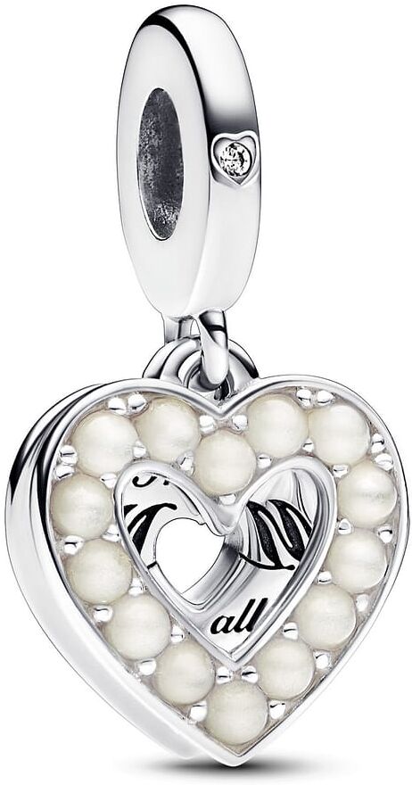 Charm Pandora Pendant Double Cœur Blanc Nacre Femme