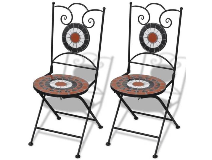 Chaises pliables de jardin - AKOZON - Mosaïque - Céramique - Fer laqué - 2 pièces