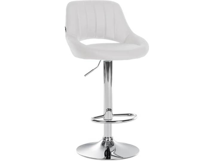 CLP Barhocker höhenverstellbar mit Lehne Milet, Barstuhl gepolstert Kunstleder, Tresenstuhl mit Metallgestell drehbar - Farbe: weiß, Gestellfarbe: Chrom