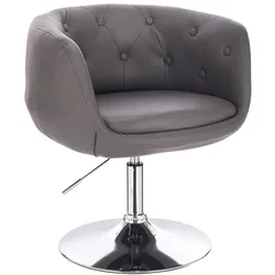 SVITA Panama Retro Loungestuhl Cocktailsessel Grau Kunstleder Tellerfuß Barstuhl