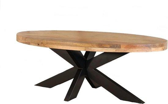 Ovale salontafel van duurzaam mangohout in lichtbruin - Breedte: 140 cm