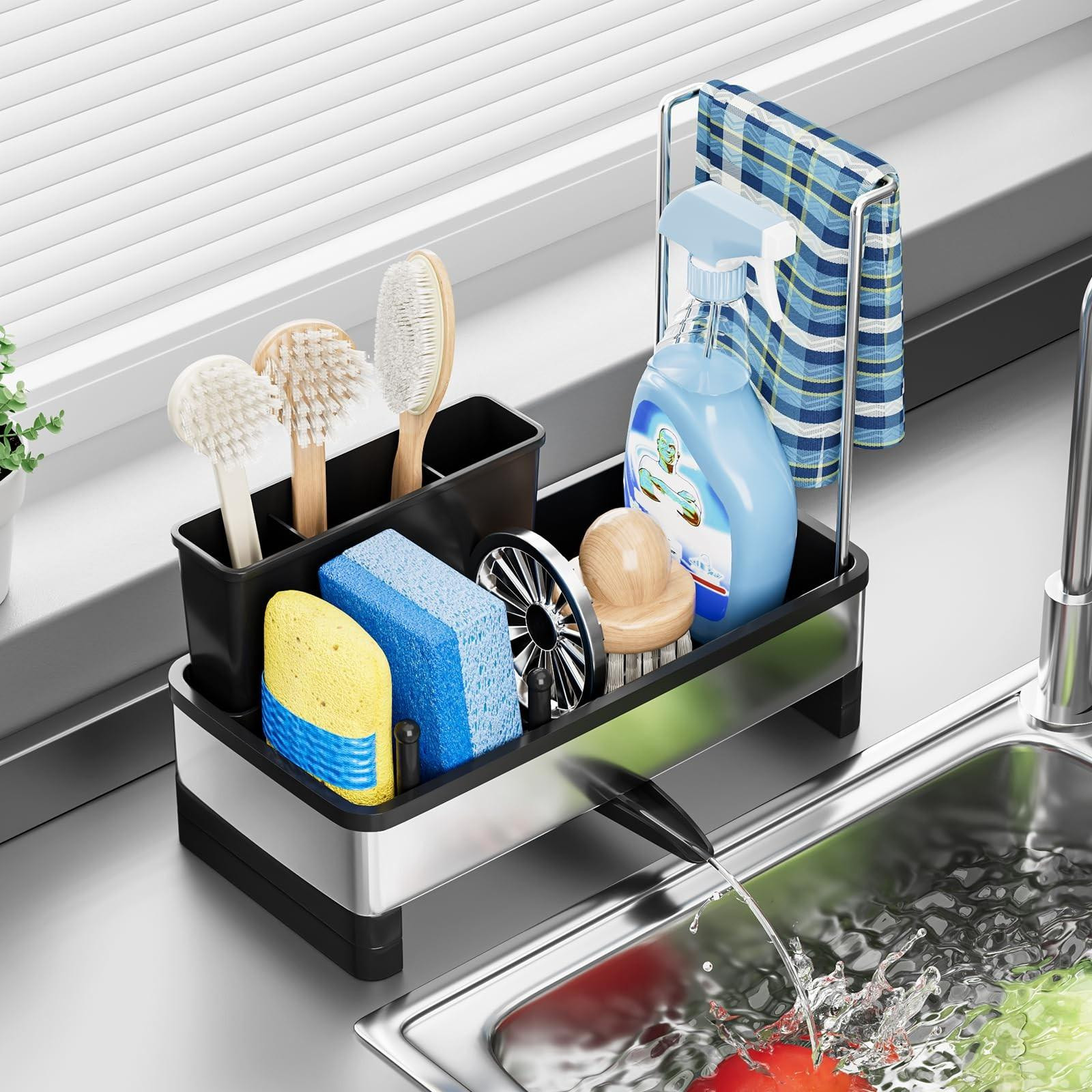 RVS Keuken Organizer met Afvoermogelijkheid en Handdoekrek
