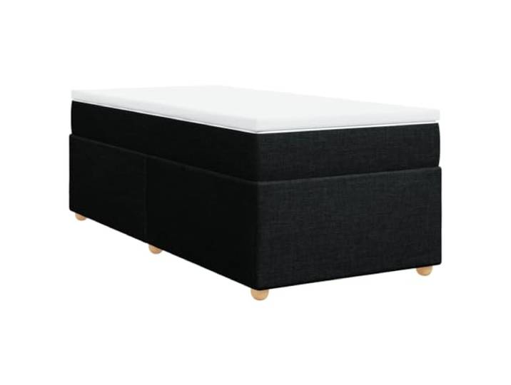 PUGYNBK Boxspringbett mit Matratze, Schwarz, 90 x 200 cm Gefederter Lattenrost, waschbarer Matratzenschoner, robuste Beine, Lattenrost