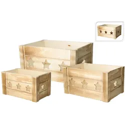 Home&Styling, Aufbewahrungsbox, Aufbewahrungs-Holzboxen Stern, 3er-Set (25 cm, 3x)