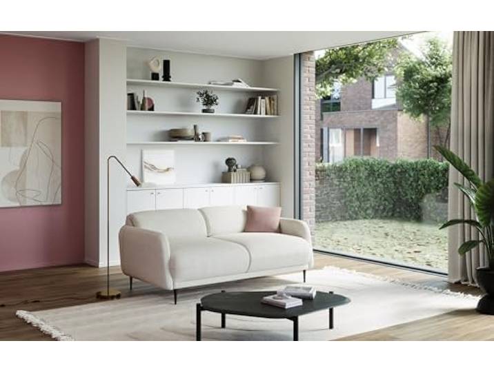 DOMO. collection Sofa Ambo, 2 Sitzer, rechteckig, verstellbare Rückenlehne, Garnitur, 2er Couch, 148 x 97 x 73 cm (BxTxH), Creme