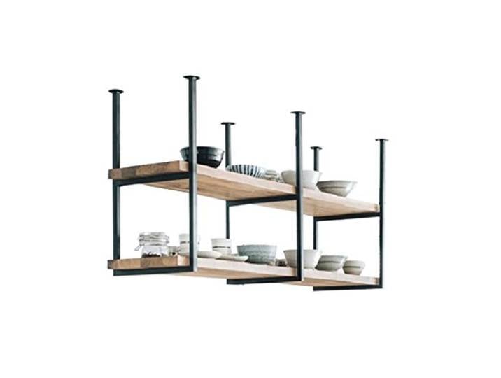 DSVONAUS Retro Industrie LOFT Restaurant Eisen Massivholz Deckenregal, 2 Etagen Regale Regal/Bar Hängende Dekoration Lagerregal 120 × 30 × 60 cm