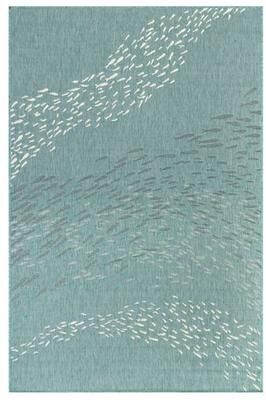 Trans Ocean Import Co Inc "School of Fish Rectangle Rug, 3'3"" x 4'11"", Aqua"