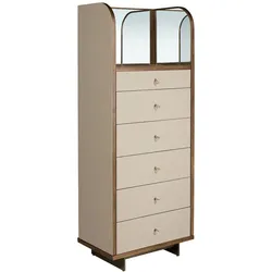 AC ANGEL CERDA Kommode aus Kunstleder, Nussbaum und poliertem Stahl mit Spiegel 7206C 65 x 42 x 168