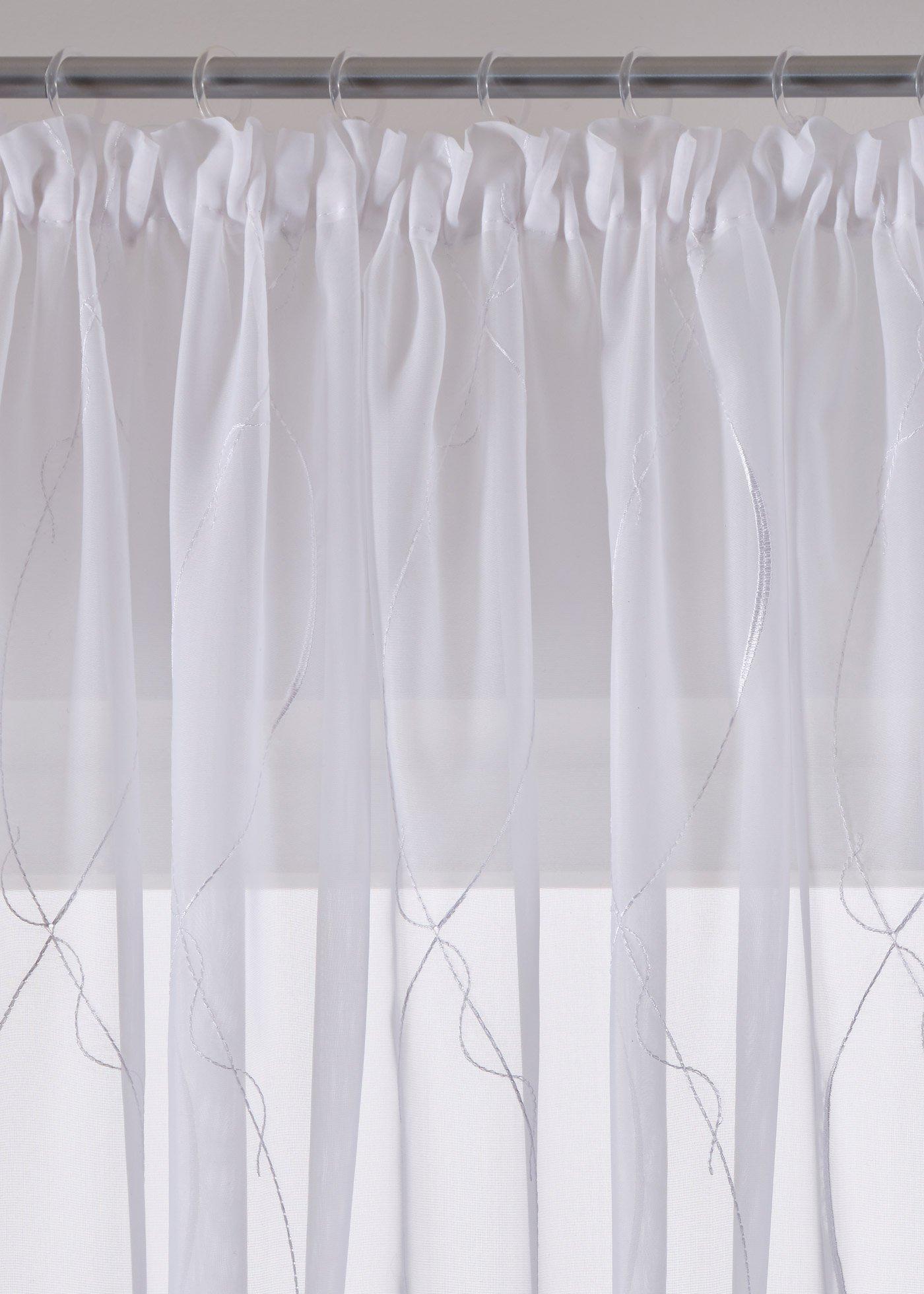 bonprix Gardinen Store mit Stickerei mit recyceltem Polyester, weiß, Gr.225x450 cm, Farbige Stickerei auf weißem Voile