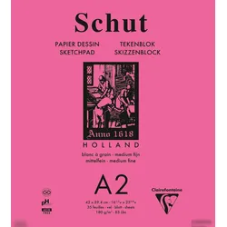 Clairefontaine Schut Skizzenblock A2 geleimt Petit Grain, 35 Blatt weiß 180g, mittelfeine Körnung - SCH11812C