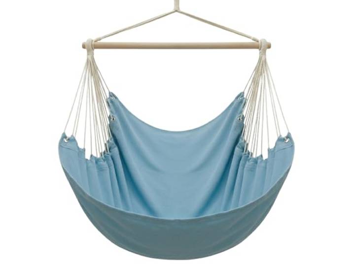 AMANKA Mehrpersonen Hängestuhl XXL Hängematte Familienhängematte max. 150 kg belastbar Riesiger Hängesitz 190x140 cm 100% Baumwolle Hängesessel inkl. Swivel Pazifik Blau