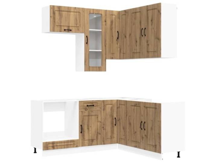 Kalmar Kücheneinheit, 8 Stück, Eiche handgefertigt, Holz Verstellbare Unterschränke, Wandbefestigung inklusive, Wartung mit feuchtem Tuch, Arbeitsplatte erforderlich, Schrauben u