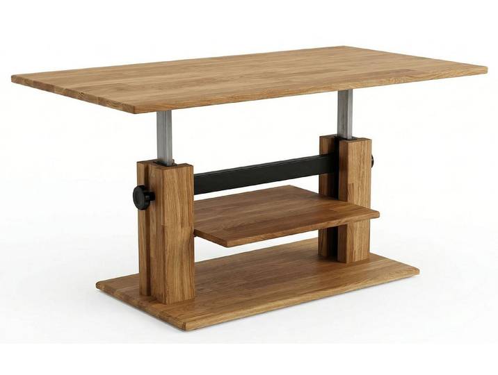 Feldmann-Wohnen Couchtisch C-20 (Massivholz, höhenverstellbar, 1-St., moderne Optik, Massivholz, höhenverstellbar), 110x62x48-64cm höhenverstellbar Eiche geölt Massivholz