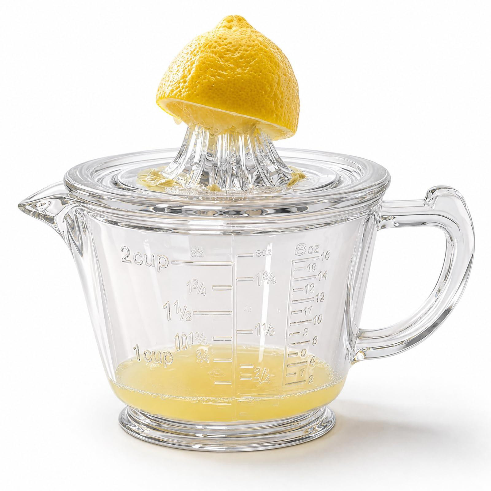 Dripio Citruspers met glazen meetbeker van 500 ml en zeef