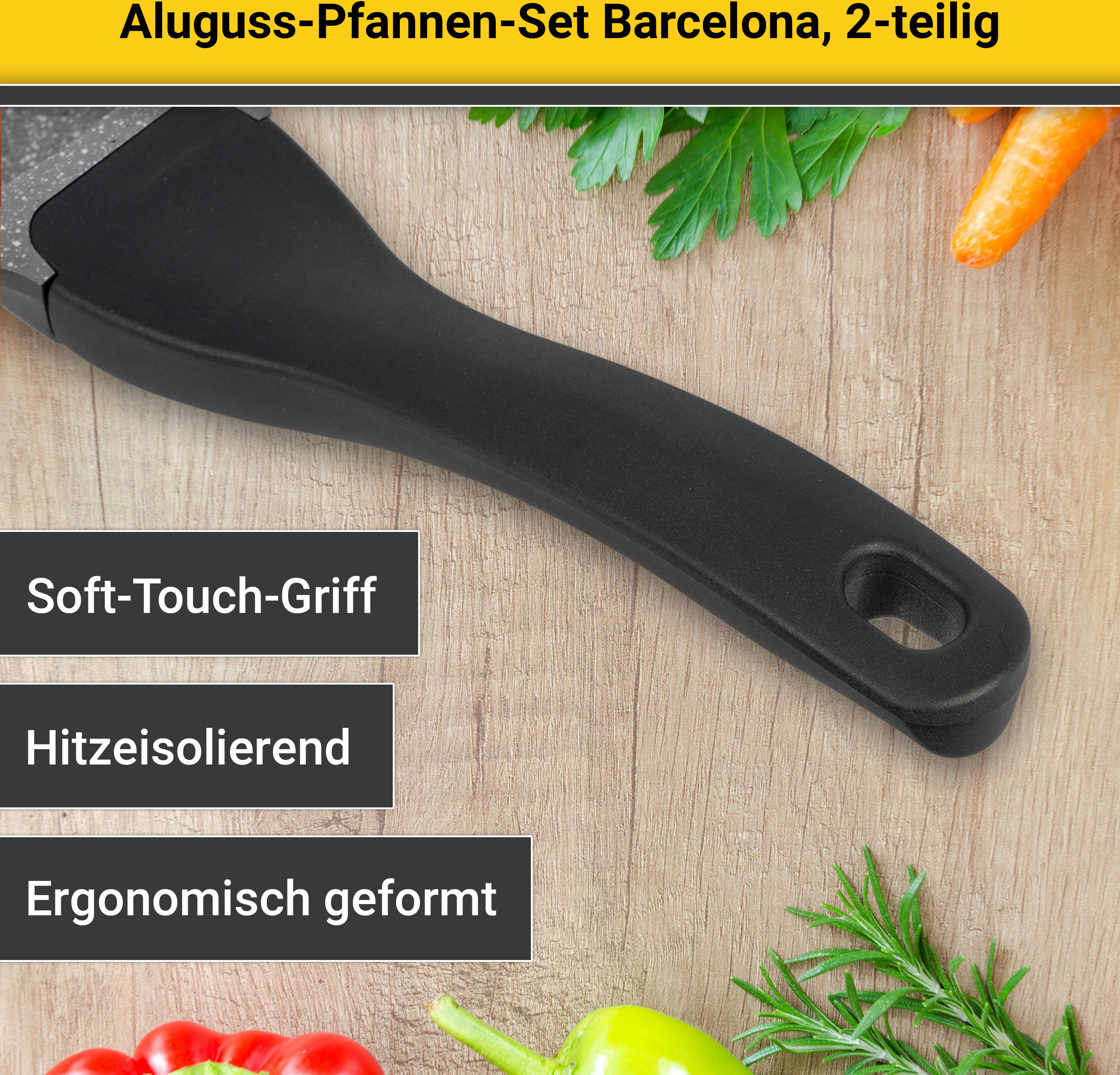Pfannen-Set KRÜGER "Barcelona", schwarz, Pfannen, Ø 24/28 cm, Induktion