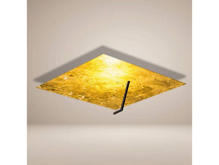 s.luce Led-Wand-/Deckenlampe Hook Blattgold 62x62cm, Goldfarben, Metall, Rund,Rund, LED integrated, 62x25x62 cm, Lampen & Leuchten, LED Beleuchtung, LED-Deckenleuchten