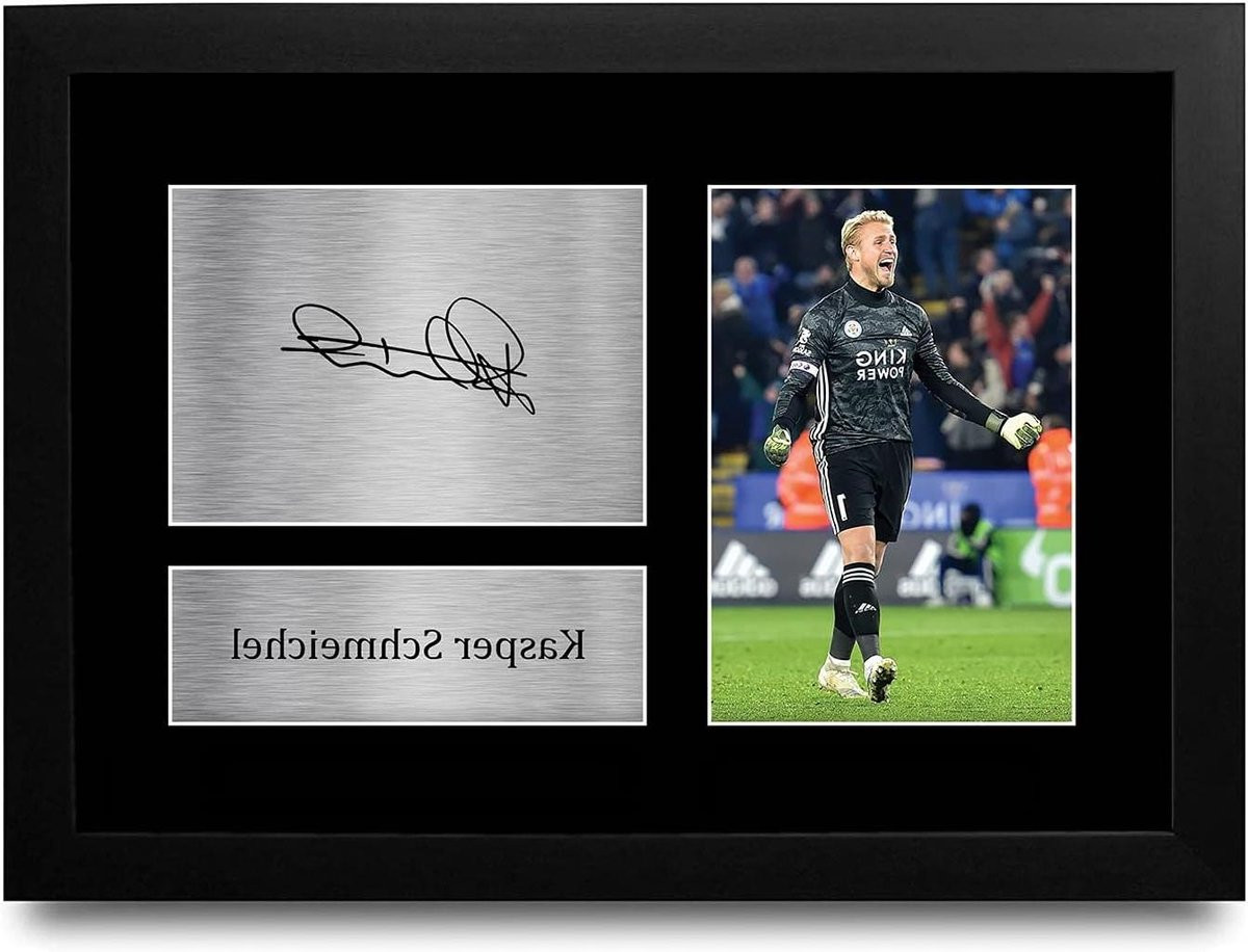 Ingelijste Kasper Schmeichel foto - Voetbal memorabilia - A4 - Zwart
