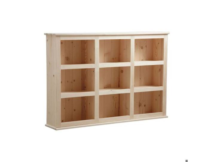 Bibliothèque en bois brut 9 cases
