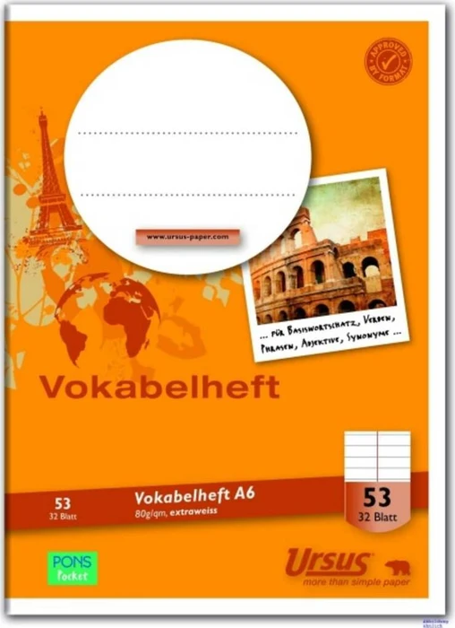 Staufen Vokabelheft Lineatur 53 liniert DIN A6 ohne Rand, 32 Blatt