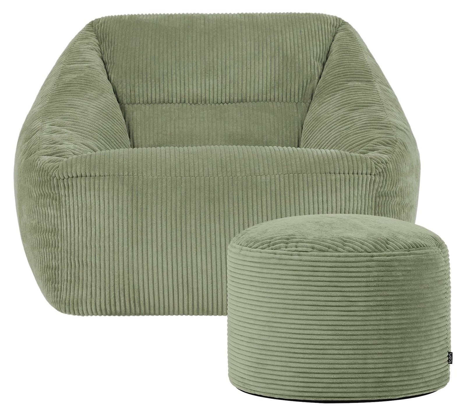 Icon Natalia fauteuil met hocker groen van Icon Beanbags