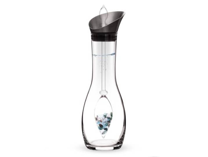 VitaJuwel Era Karaffe LEBENSKRAFT Edelsteinwasserkaraffe mit Smaragd · Aquamarin · Rauchquarz · Bergkristall Vitalität · Erneuerung · Innere Stärke