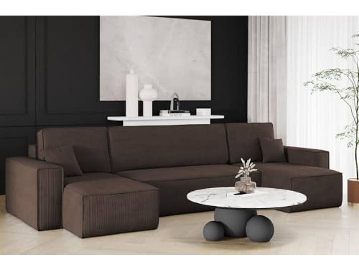 Fun Möbel Wohnlandschaft Schlafsofa Sofa Maris in Stoff Poso (Braun)