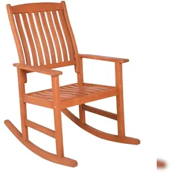 DELUKE Outdoor-Schaukelstuhl CEDRIC Natur Eukalyptus Gartenstuhl Relaxsessel Garten Balkon Outdoor