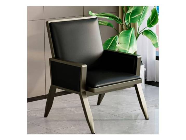 YPIOUREN Stuhl Esszimmer, Stuhl mit Armlehne, Wartezimmer Stühle Sitz Mit PU-Lederpolsterung, Bietet Unterstützung for Rücken und Arme, Tragfähigkeit 200 Kg(Black)