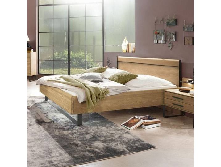 Bett Vitoria Komfort Eiche teilmassiv 180x200cm industrial, höhenverstellbar
