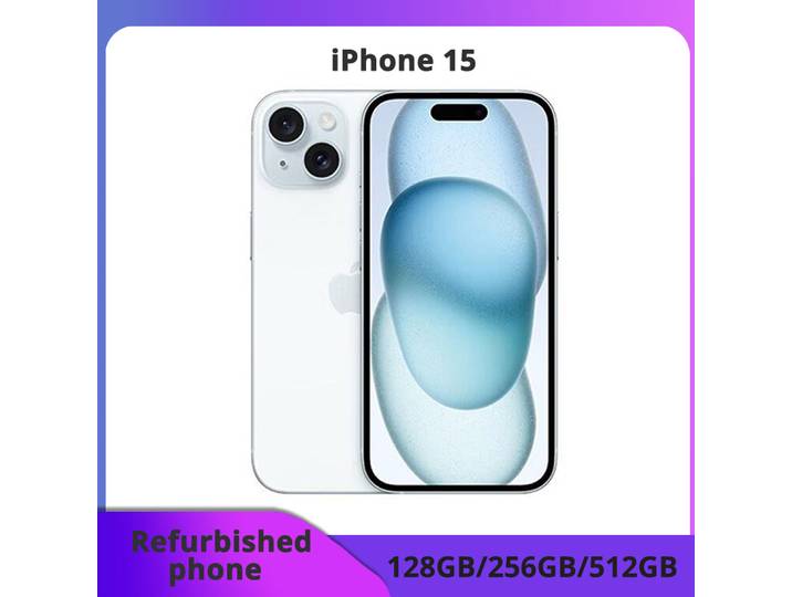 Téléphone reconditionné Apple iPhone 15 6.1' Super Retina OLED 128/256 Go ROM 6 Go RAM Face ID d'origine Téléphone portable excellent état