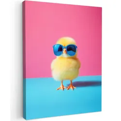 LEINWANDBILD Chick - Sonnenbrille - Blau Wandbild Wohnzimmer 60x80 cm