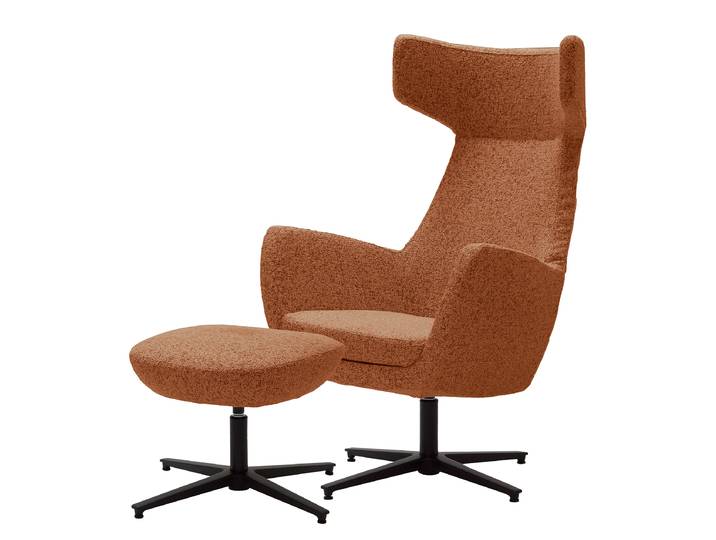 Fauteuil lounge LUZO Marron Tissu structuré Purna 76 x 117 x 74cm
