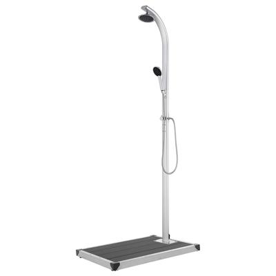 Helloshop26 - Gartendusche mit Duschwanne 220 cm graues Aluminium