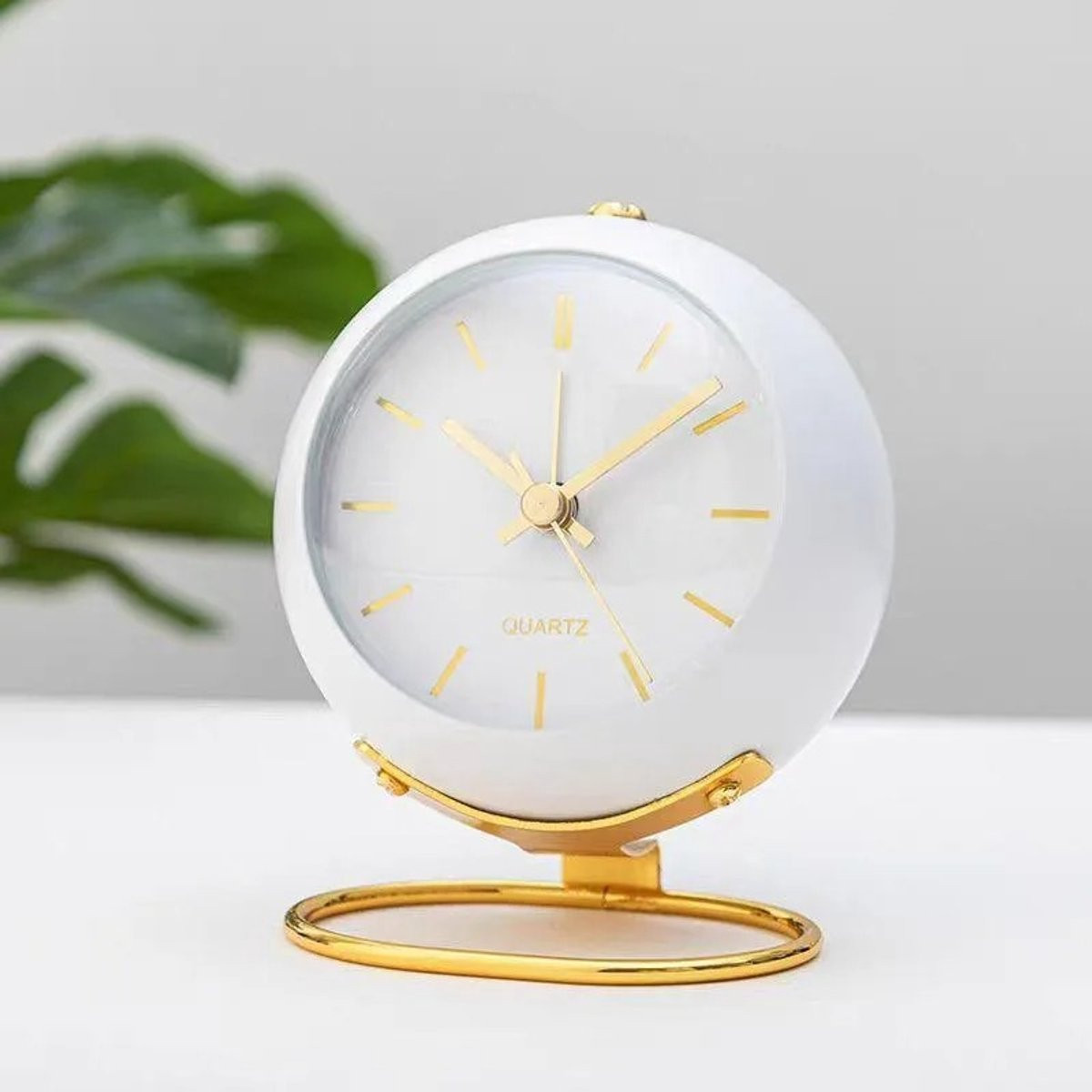 WiseGoods Premium Retro Wekker met Nachtlampje - Wit - 10,5 cm