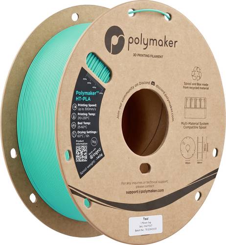 Polymaker PA17007 HT-PLA Filament PLA, HT-PLA Hochtemperaturbeständig, Highspeed Filament 1.75mm 1000g Teal 1St.