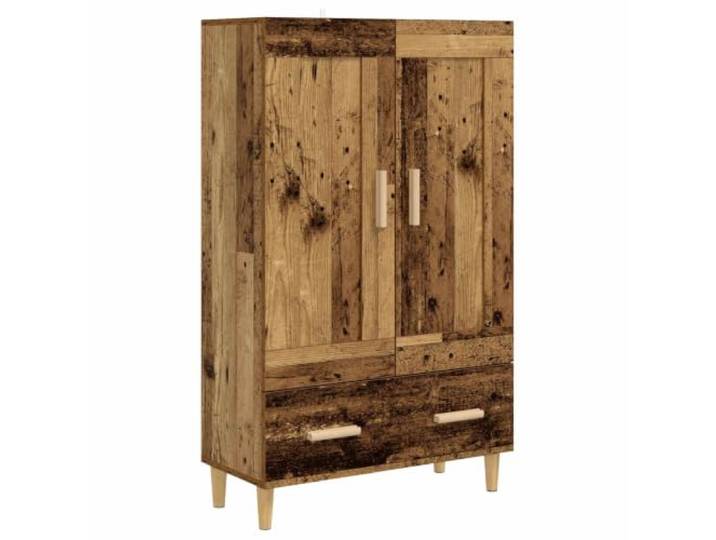 Makastle Highboard Wohnzimmer 70 x 31 x 115 cm Altholz Holzwerkstoff mit Schublade und Regal, umkehrbare Tür