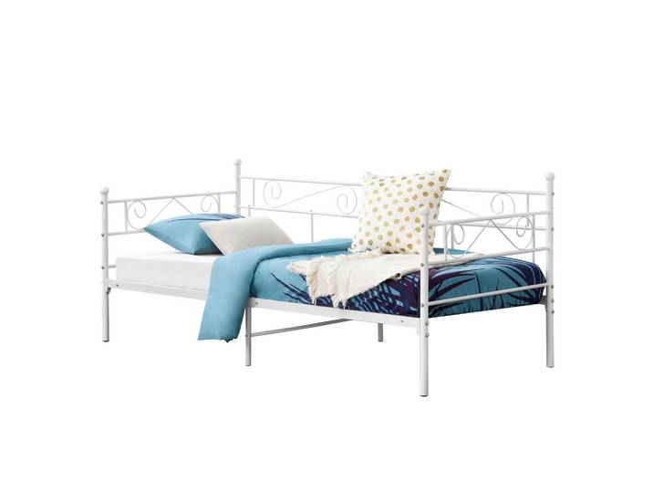 [en.casa] Tagesbett Kerava, Weiß, Metall, 90x200 cm, Schlafzimmer, Bett, Metallbetten