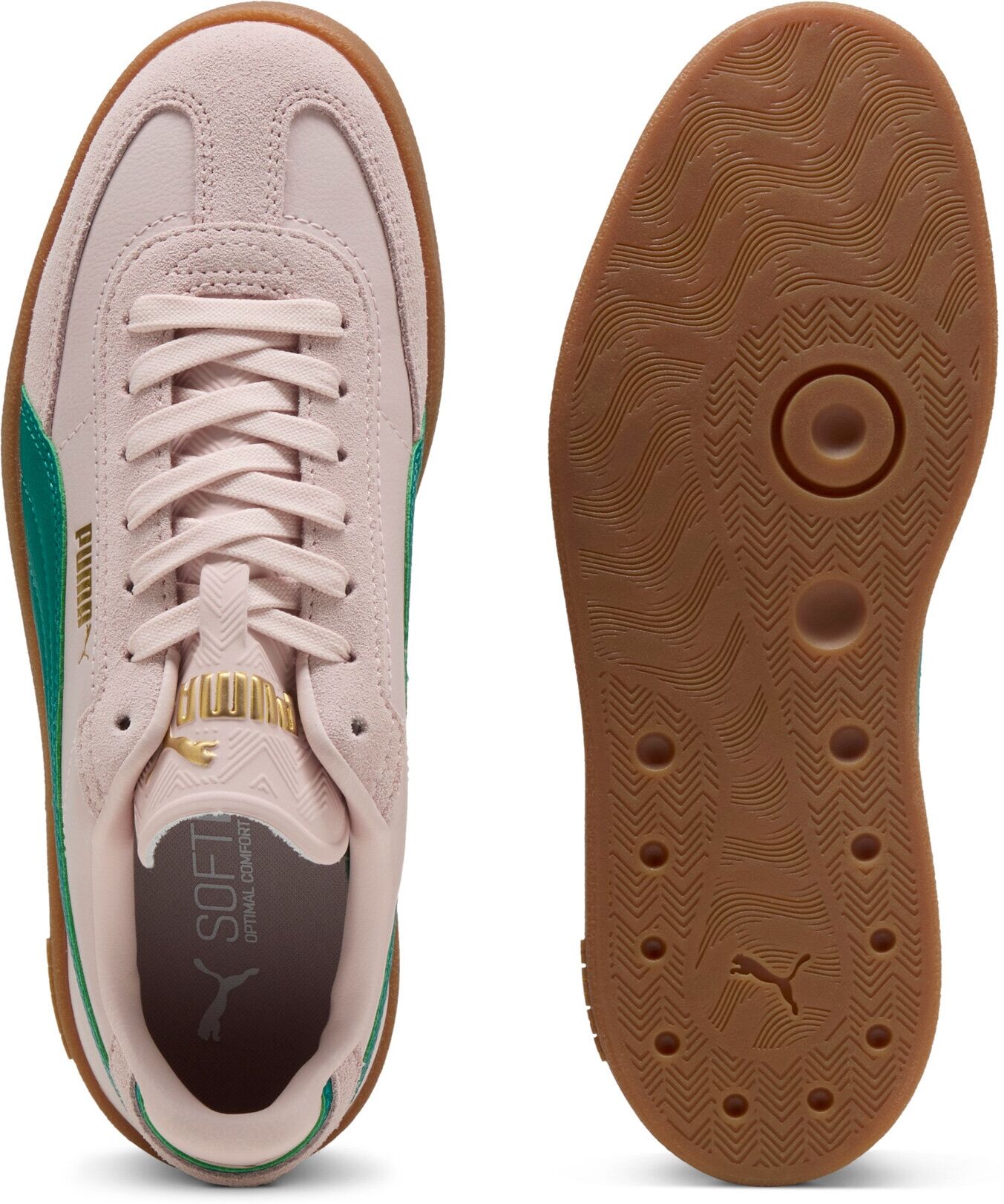 Sneaker PUMA "CLUB II ERA", Damen, Gr. 37, Textil, grün (mauve mist, wild grün), Leder, unifarben, Schuhe Sneaker, für sportliche und streetwear Anlässe, mit Leder-Obermaterial mauve mist, wild grün 37, Textil