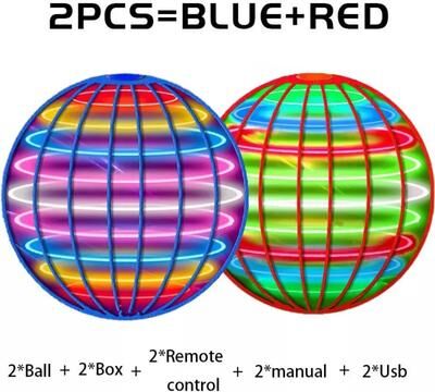 Inspired Finds Flying Hover Orb Toy With LED Lights Boomerang Spinner Ball blue And Red